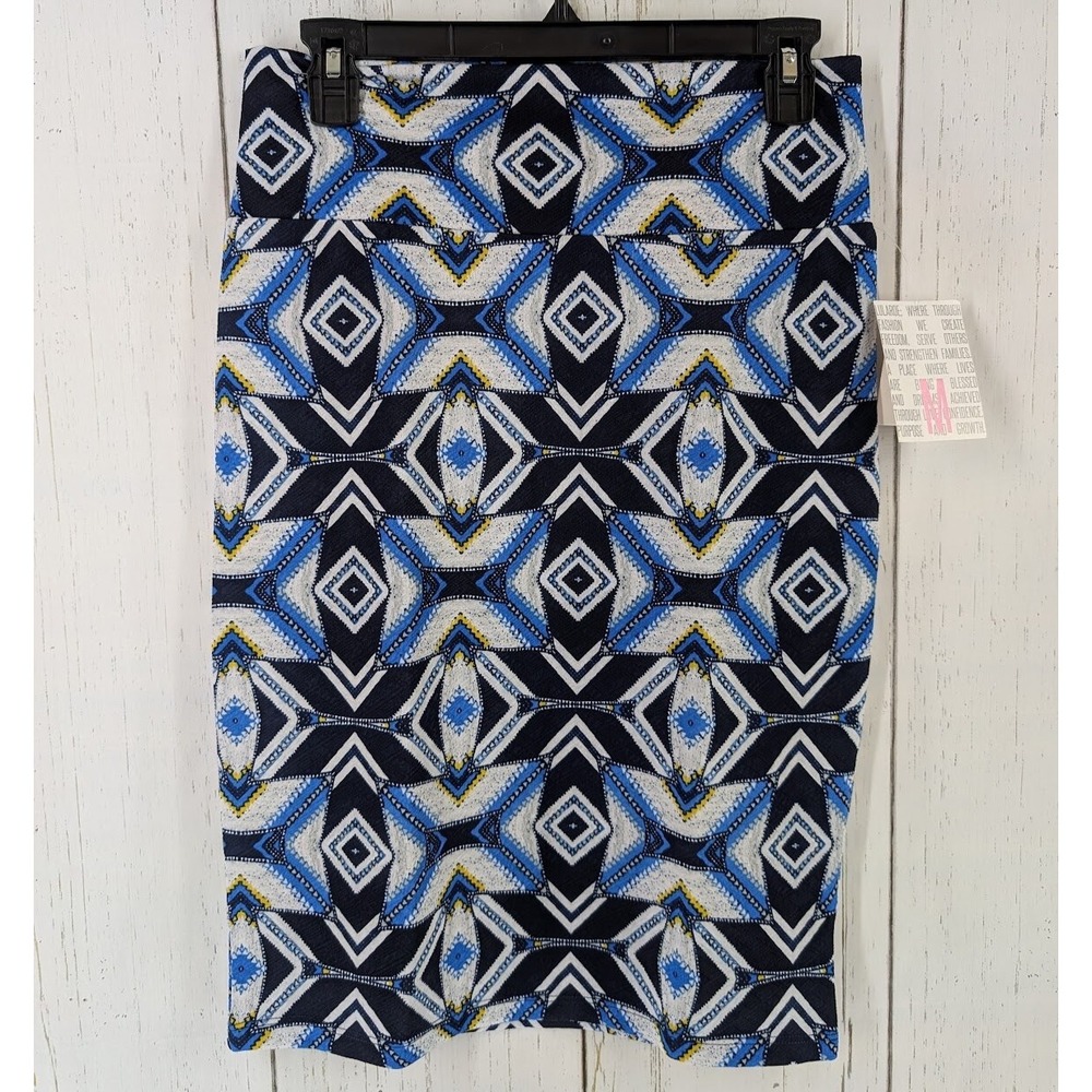 LuLaRoe Size Medium Womens Multicolor Geometric Print‎ Pencil Skirt NWT